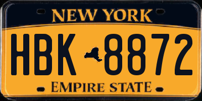 NY license plate HBK8872