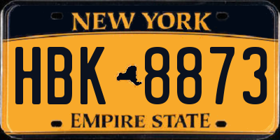 NY license plate HBK8873