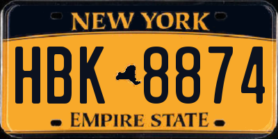 NY license plate HBK8874