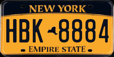 NY license plate HBK8884