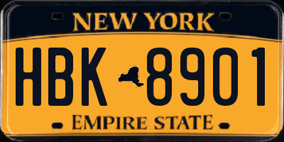 NY license plate HBK8901