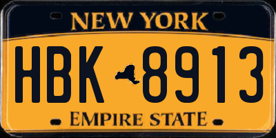 NY license plate HBK8913
