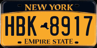 NY license plate HBK8917