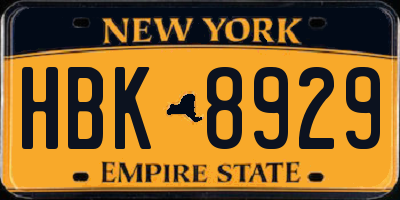 NY license plate HBK8929