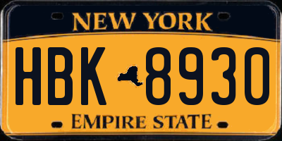 NY license plate HBK8930