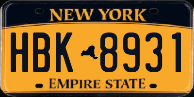 NY license plate HBK8931