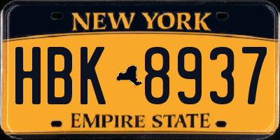NY license plate HBK8937