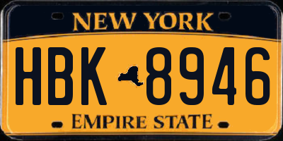 NY license plate HBK8946