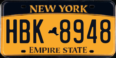 NY license plate HBK8948