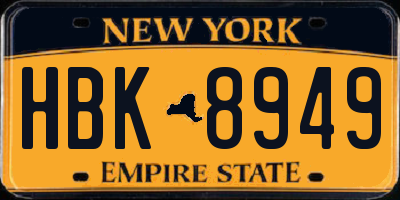 NY license plate HBK8949