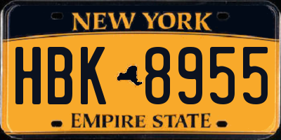 NY license plate HBK8955