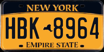 NY license plate HBK8964