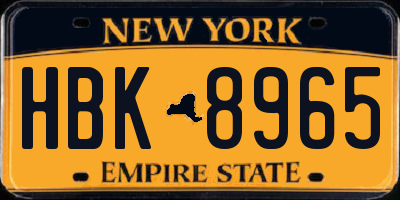 NY license plate HBK8965