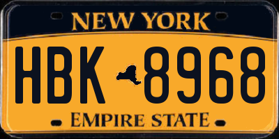 NY license plate HBK8968