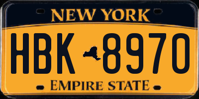 NY license plate HBK8970