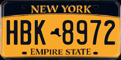 NY license plate HBK8972