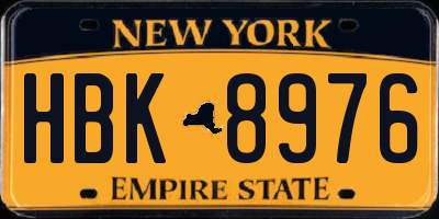NY license plate HBK8976