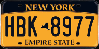 NY license plate HBK8977