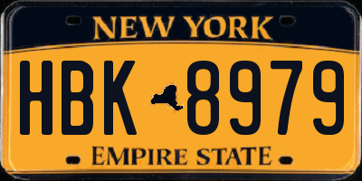 NY license plate HBK8979