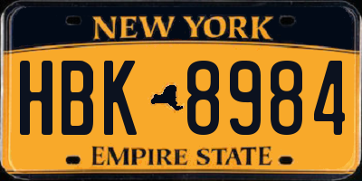 NY license plate HBK8984