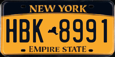 NY license plate HBK8991