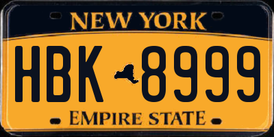 NY license plate HBK8999