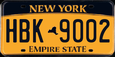 NY license plate HBK9002