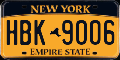 NY license plate HBK9006