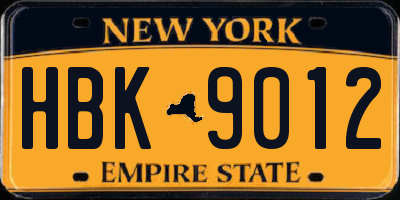 NY license plate HBK9012
