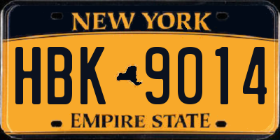 NY license plate HBK9014