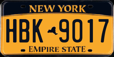NY license plate HBK9017