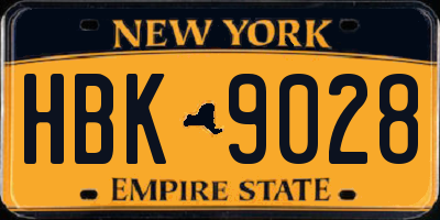NY license plate HBK9028