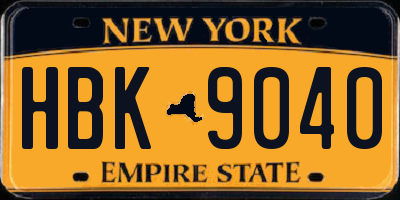 NY license plate HBK9040