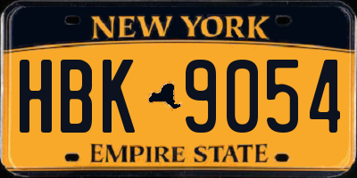 NY license plate HBK9054