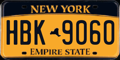 NY license plate HBK9060