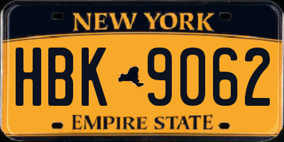NY license plate HBK9062