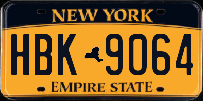 NY license plate HBK9064