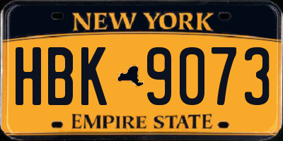 NY license plate HBK9073