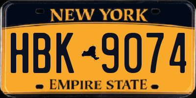 NY license plate HBK9074
