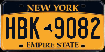 NY license plate HBK9082