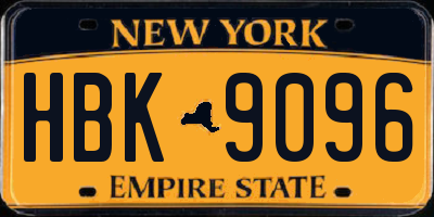 NY license plate HBK9096