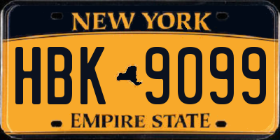 NY license plate HBK9099
