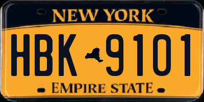 NY license plate HBK9101