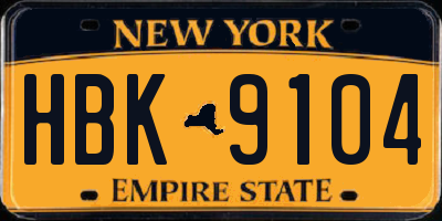 NY license plate HBK9104