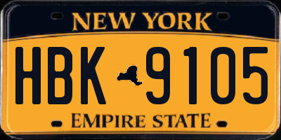 NY license plate HBK9105