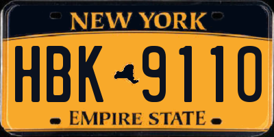 NY license plate HBK9110