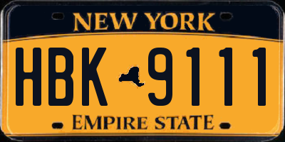 NY license plate HBK9111