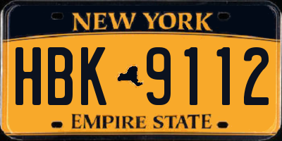 NY license plate HBK9112