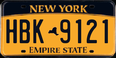 NY license plate HBK9121