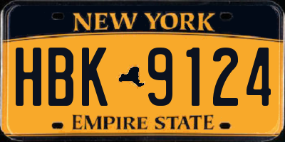 NY license plate HBK9124